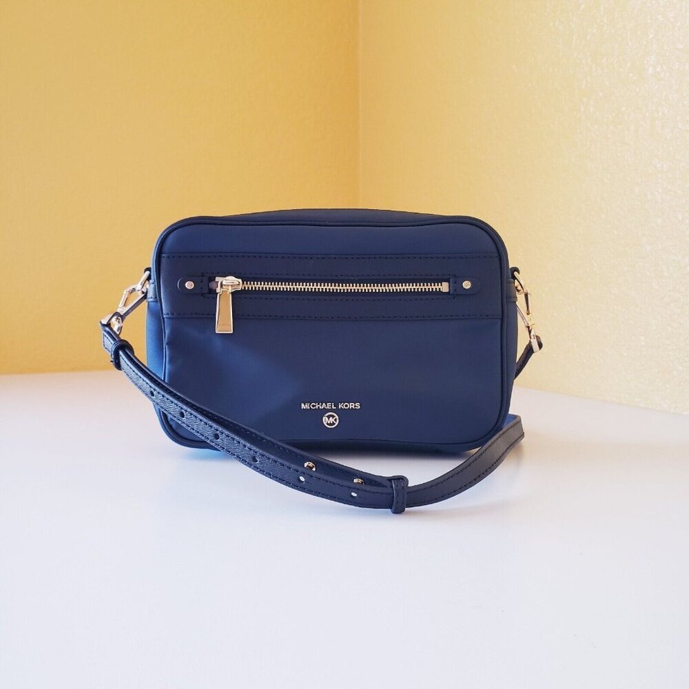 Michael Kors Jet Set Charm Women's Navy Blue Crossbody Bag Nylon Leather Trim - Picture 11 of 16